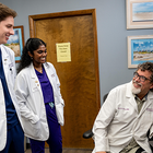 Medical students at KCU meeting with Dr. King